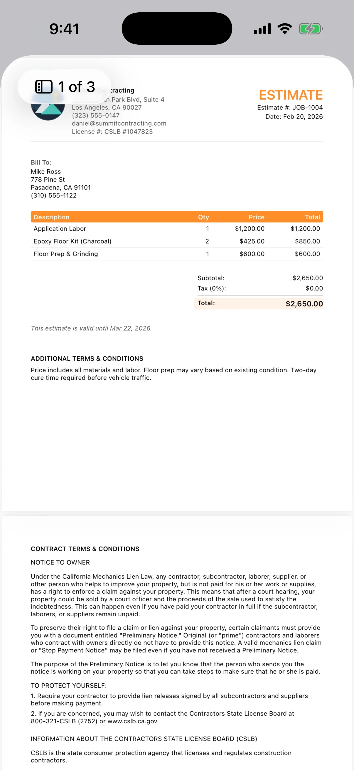 Lump Sum Invoicing: Toggle any job between itemized and lump sum on client-facing documents. Protect your markups and hourly rates — internal costs never appear on invoices or quotes.